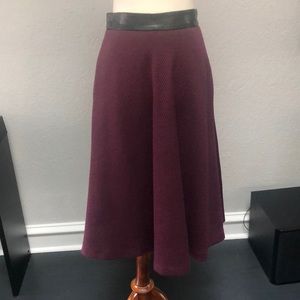 Burgundy Midi Full Skirt